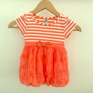 Pink peach striped kids dress